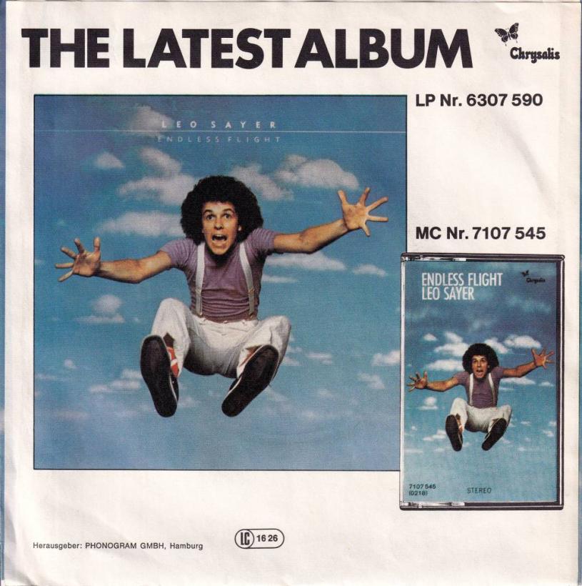 Leo Sayer - How Much Love (7" Chrysalis Single back cover)