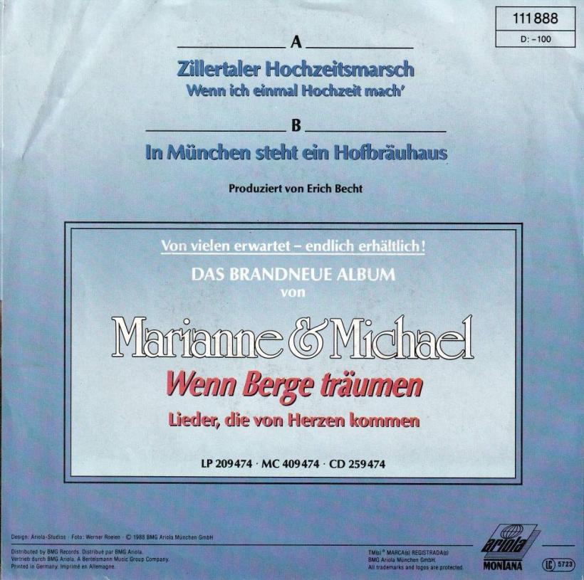 Marianne & Michael - Zillertaler Hochzeitsmarsch (7" back cover)