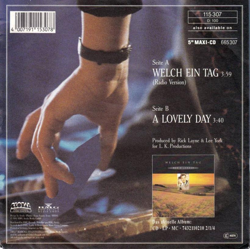 Mario Jordan - Welch ein Tag (7" Global Single Rueckseite)