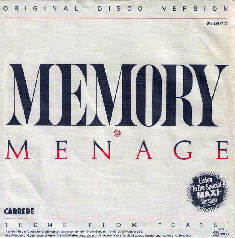 Menage - Memory: 2 Versions (7" Carrere Vinyl-Single)