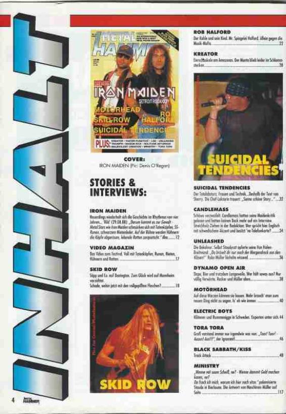Metal Hammer Magazin 08 1992 content a