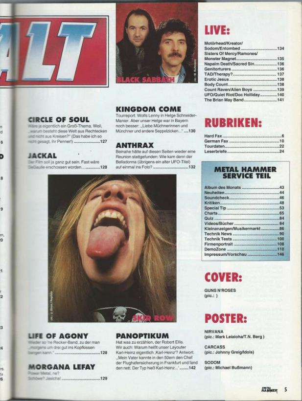 Metal Hammer 02 1994 Inhalt b