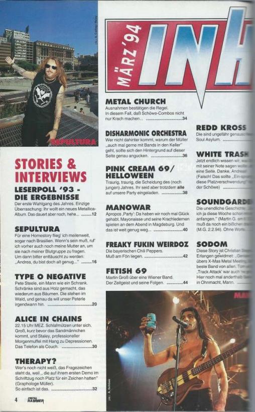 Metal Hammer 03 1994 Inhalt a