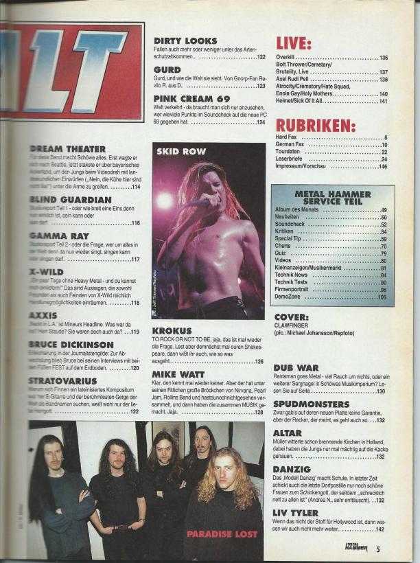 Metal Hammer 04-1995 Inhalt b