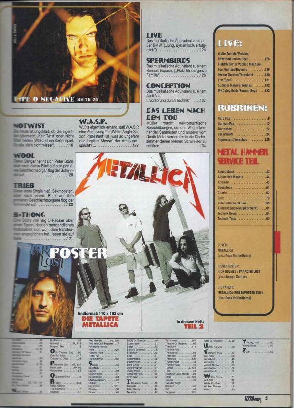 Metal Hammer 08 1995 Inhalt b