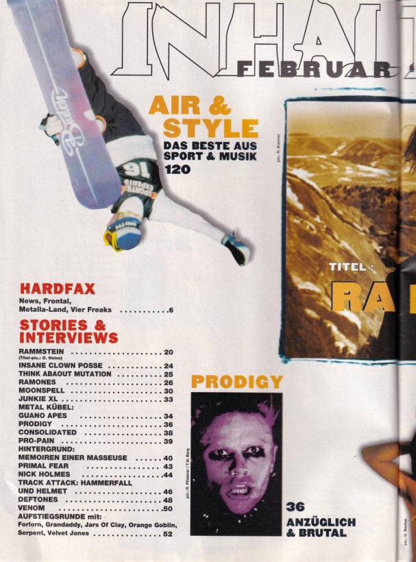 Metal Hammer 02 1998 Inhalt a