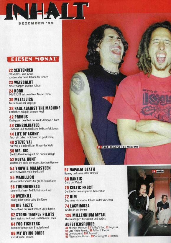 Metal Hammer 12-1999 Inhalt a