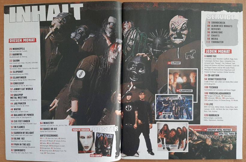 Metal Hammer 08 2001 Inhalt a