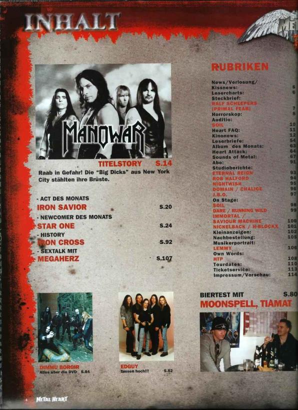 Metal Heart - Hardrockmagazin (06/2002) Inhalt a