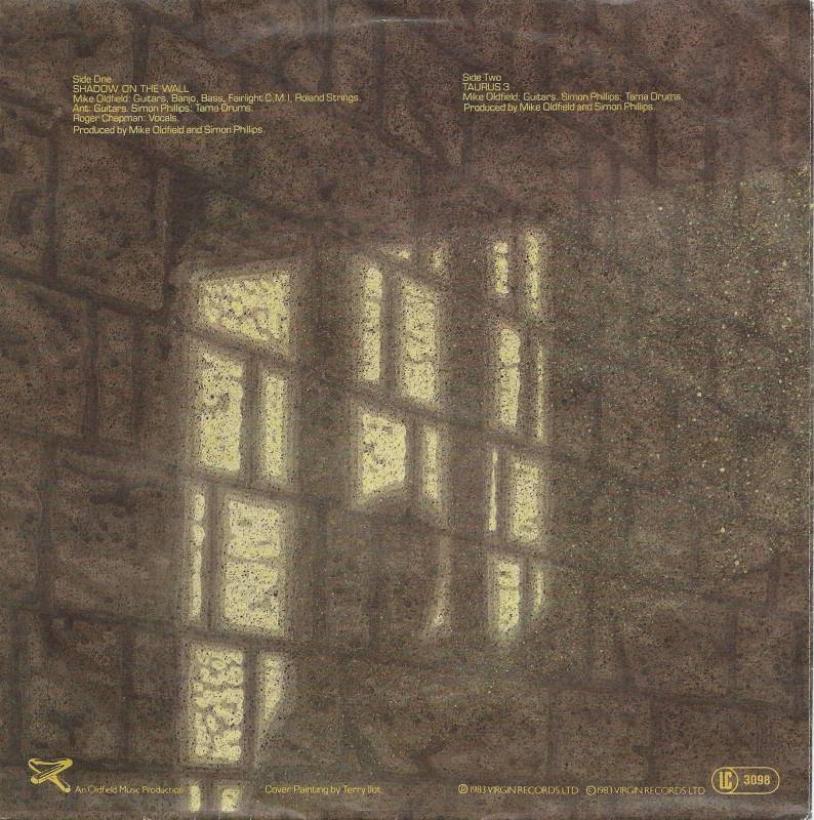 Mike Oldfield & Roger Chapman - Shadow On The Wall (7" Rueckseite)
