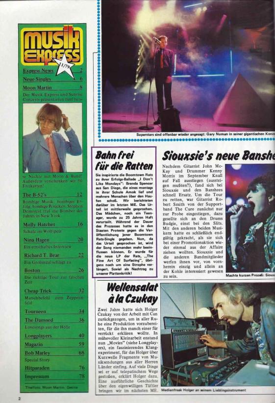 Musik-Express - November 1979 Inhalt