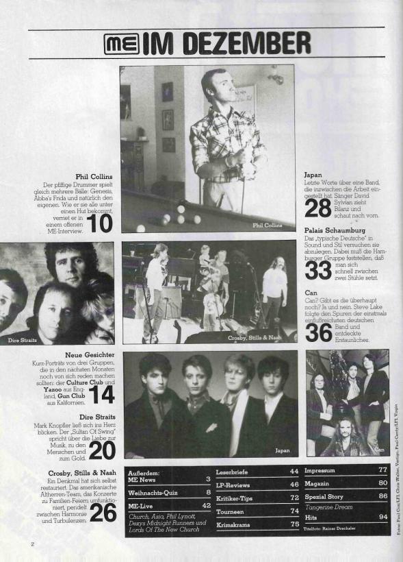 Musik Express 12 1982 Inhalt