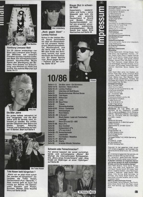 Musik Szene 10 1986 index