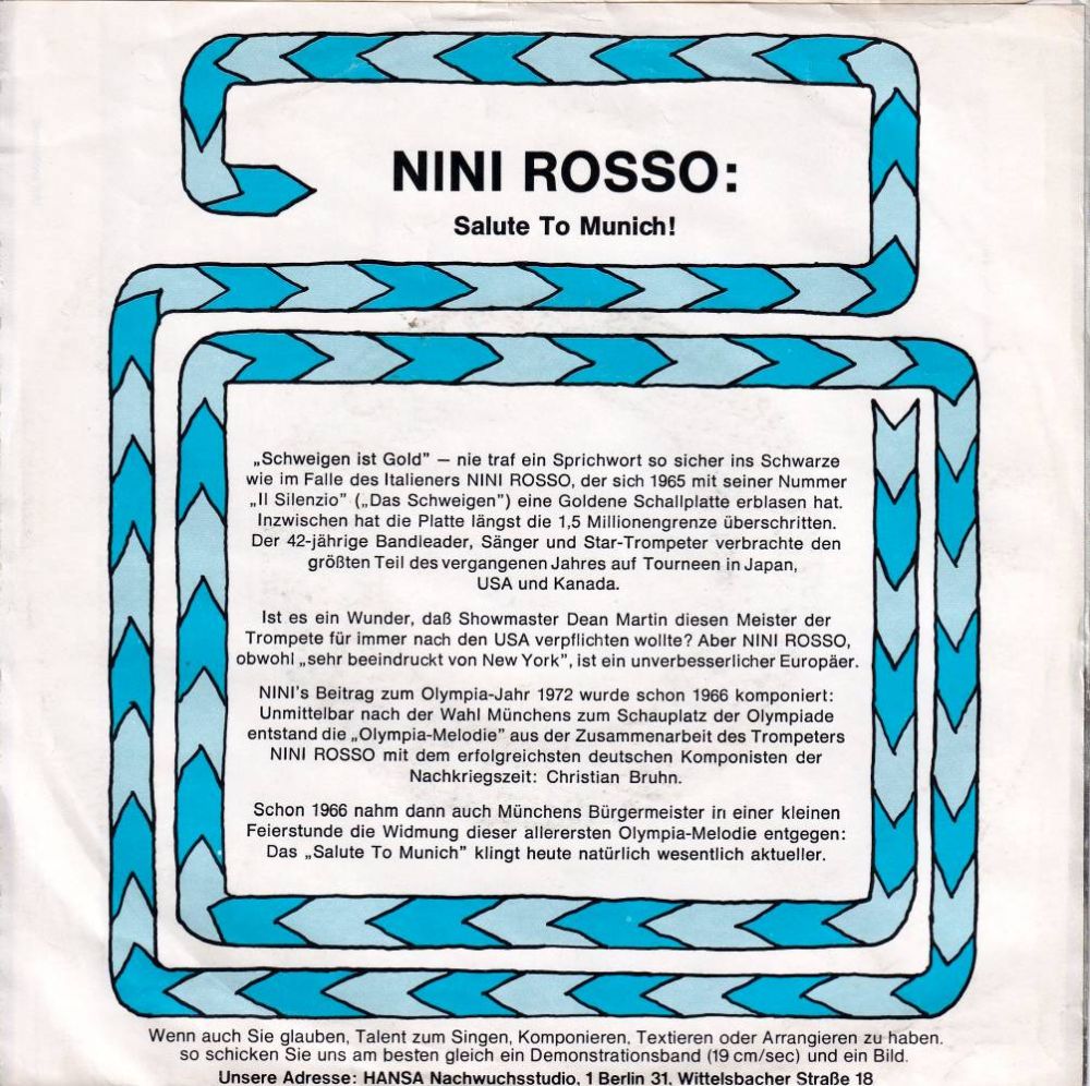 Nini Rosso - Olympia-Melodie (7" Hansa Single back cover)