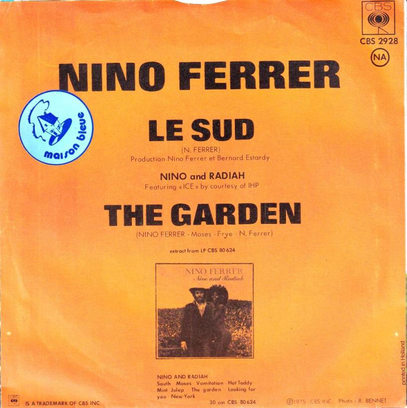 Nino Ferrer - Le Sud / The Garden (7" back cover)