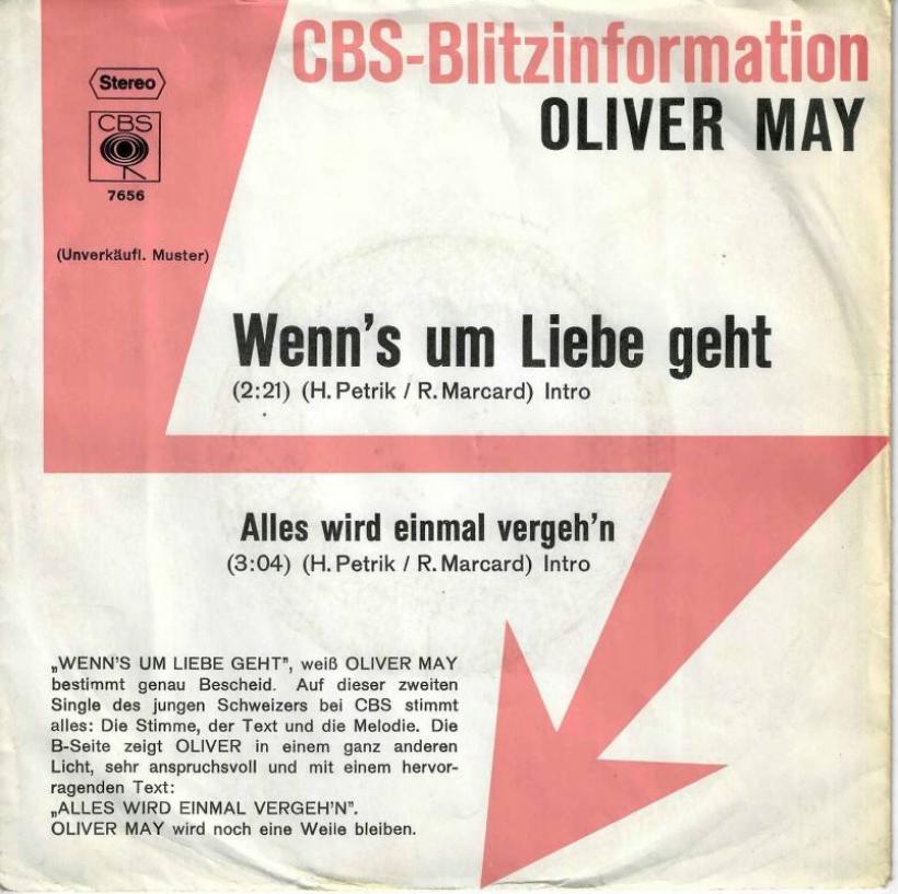 Oliver May - Wenns um Liebe geht: Blitzinfo (7" Single)