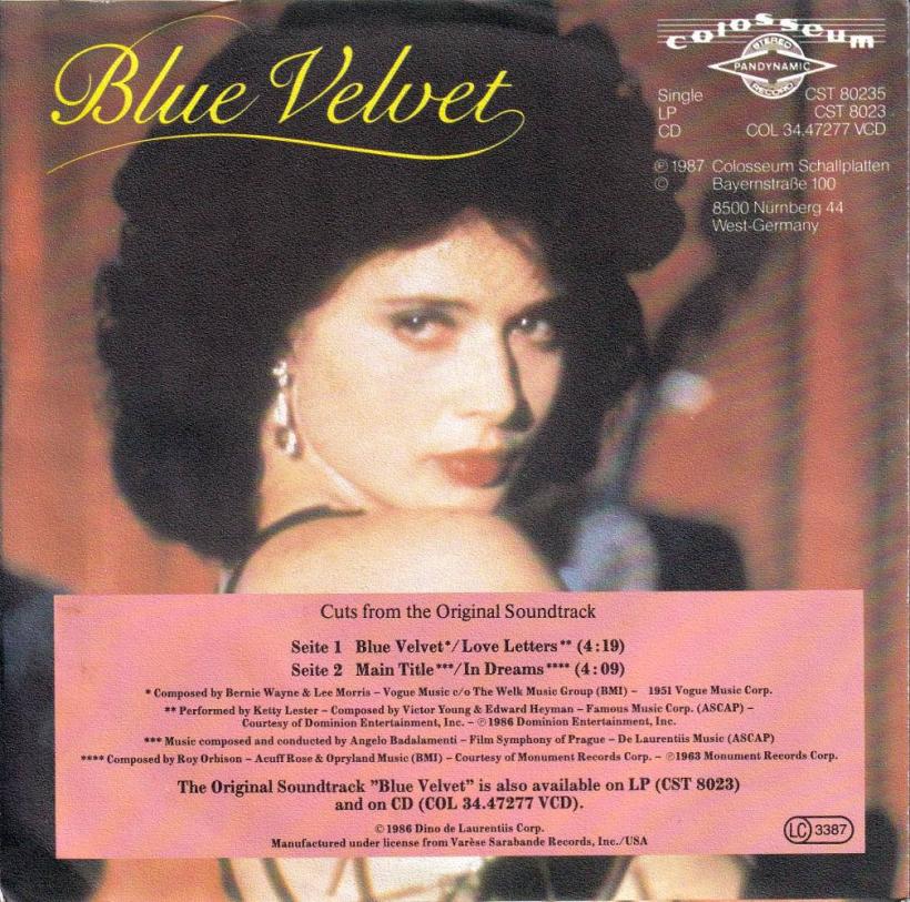 Various Artists - Blue Velvet: Cuts (7" Single Rueckseite)