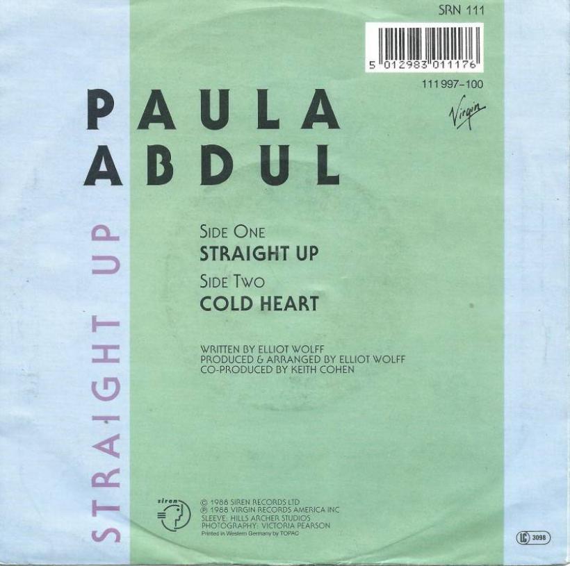 Paula Abdul - Straight Up (7" Vinyl-Single Rueckseite)