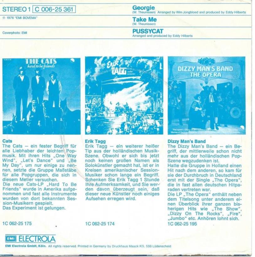 Pussycat - Georgie (7" EMI Vinyl-Single Rueckseite)