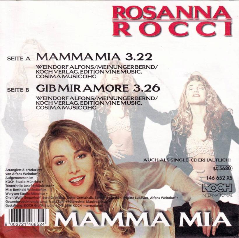 Rosanna Rocci - Mamma Mia  Gib Mir Amore (7"  Single back cover)