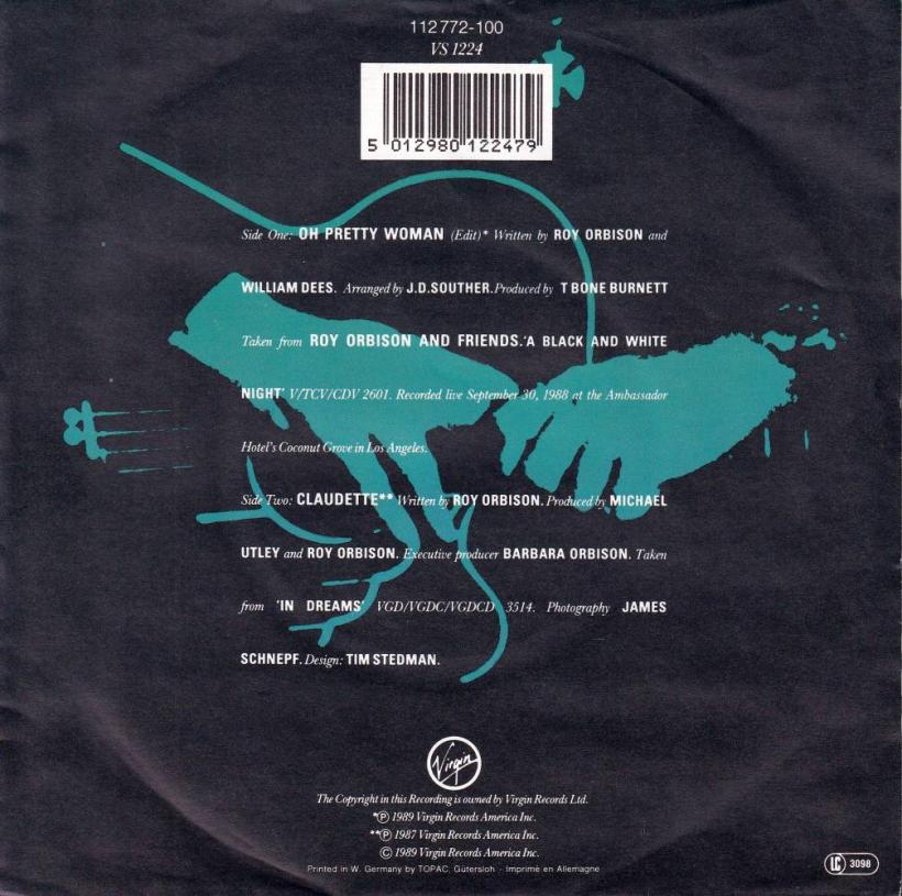 Roy Orbison And Friends - Oh Pretty Woman: Live (7" Rueckseite)