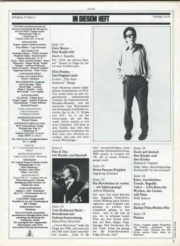 Sounds Februar 1978 Inhalt