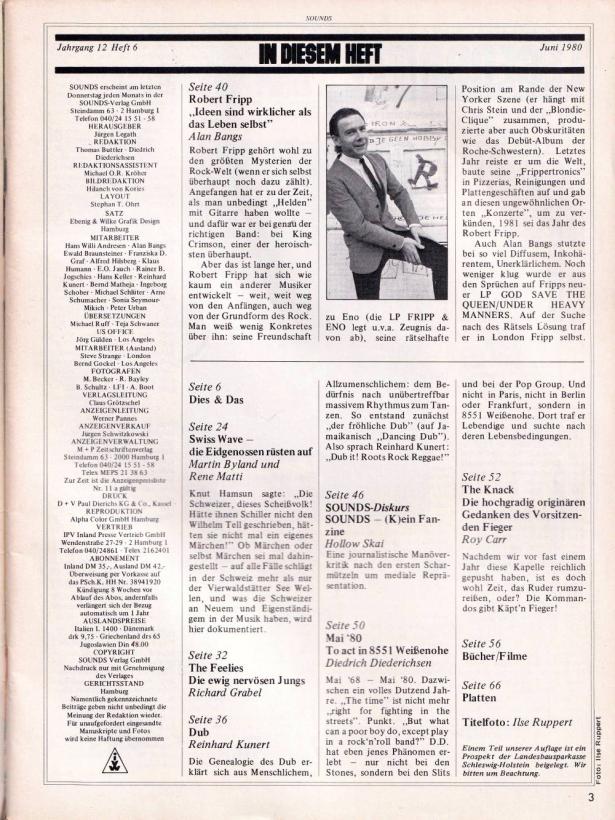 Sounds Juni 1980 Index