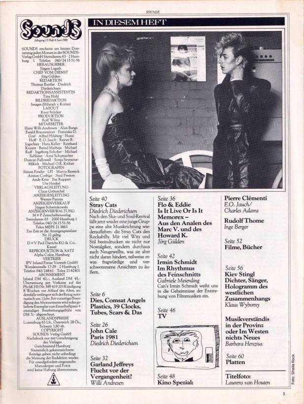 Sounds Juni 1981 Inhalt