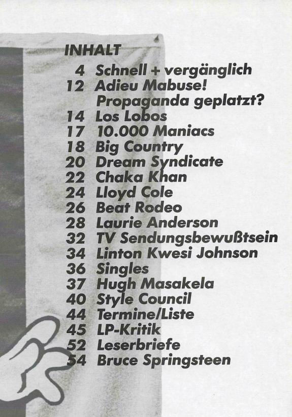 Spex 12/1984 Inhalt