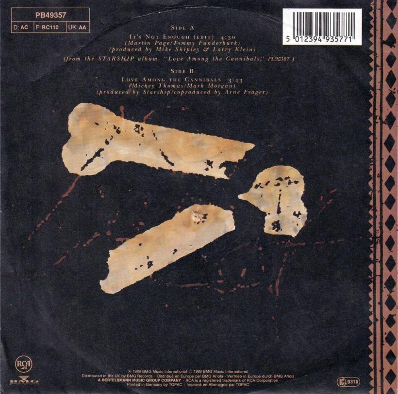 Starship - It's Not Enough (7" Vinyl-Single back Rueckseite)