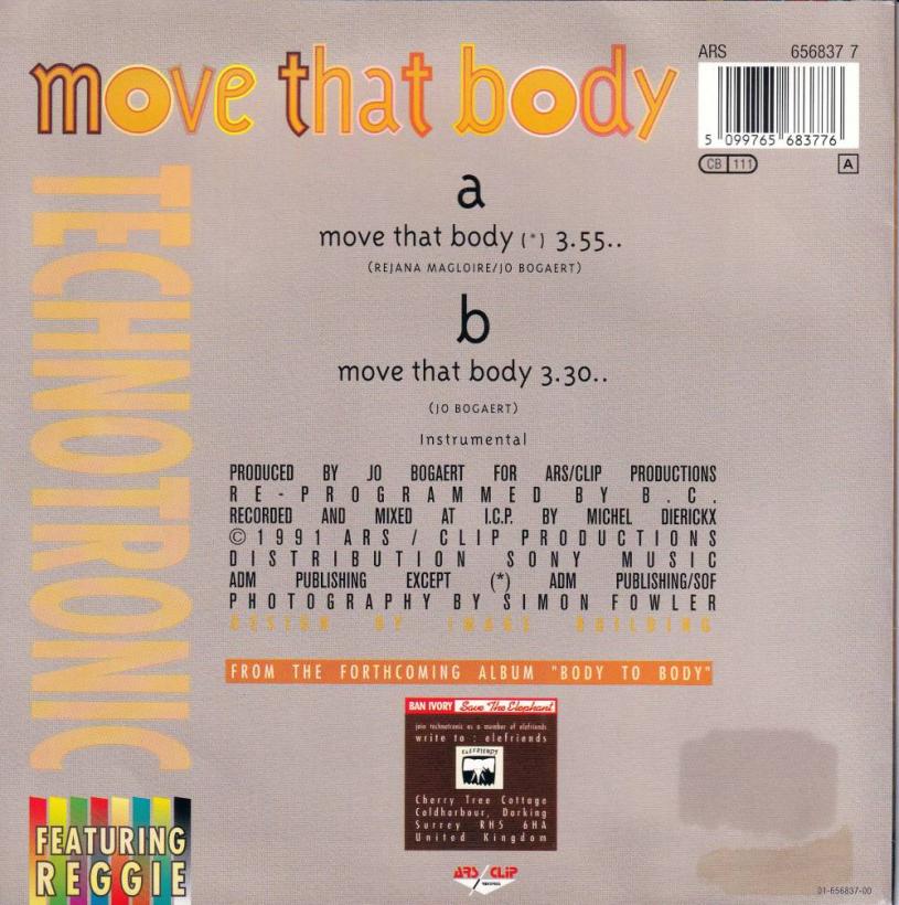 Technotronic - Move That Body (7" Vinyl-Single back cover)