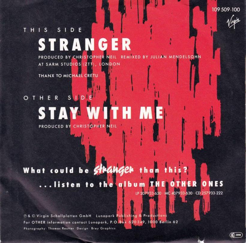 The Other Ones - Stranger (7" back cover)