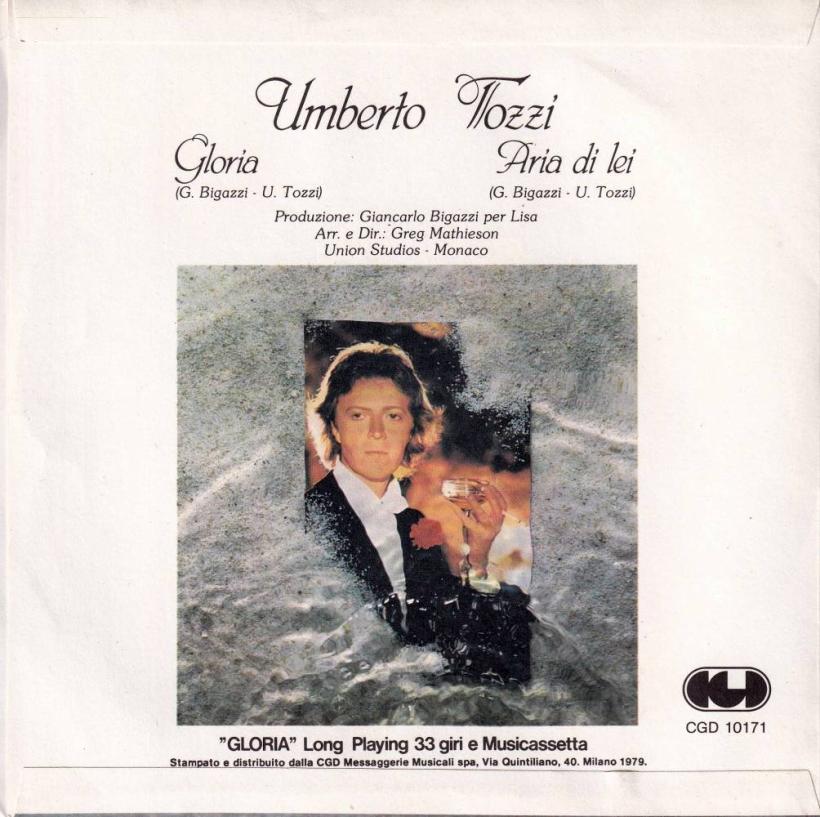 Umberto Tozzi - Gloria (7" back cover Italy)
