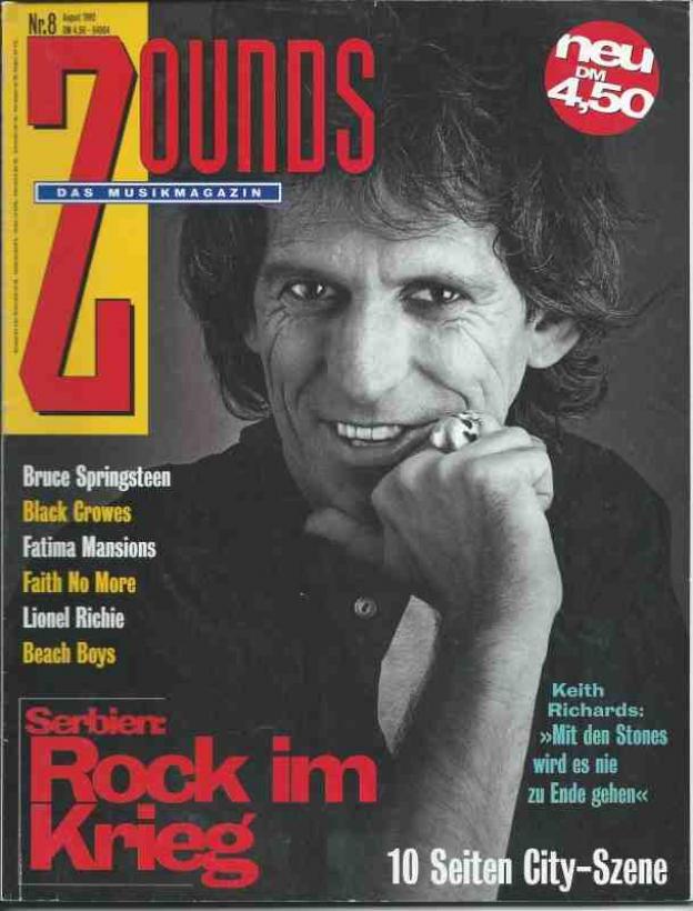 Zounds Musikmagazin Nr. 08 - Ausgabe August 1992